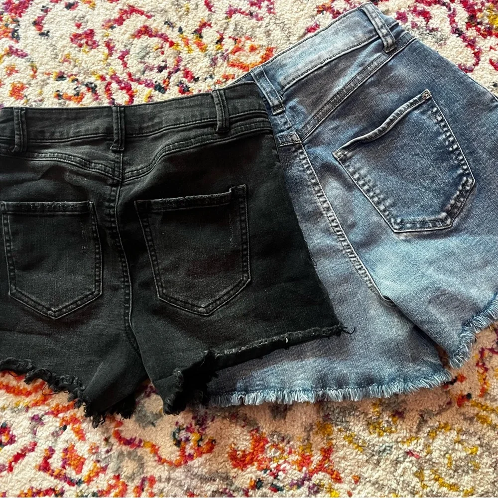 Rewash Brand Super High Rise Denim Shorts Bundle Black Blue Cutoff Womens‎ 22